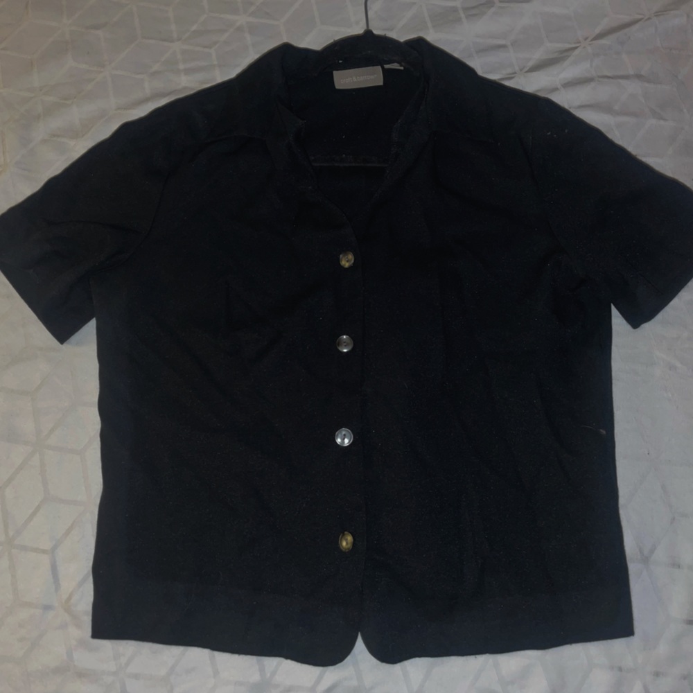 Black Short Sleeve Button Down